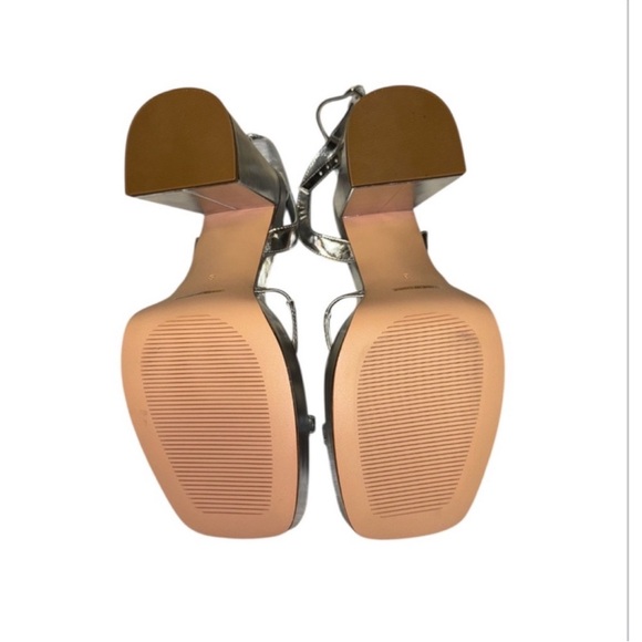 MIRAAZZURRA Silver Strappy Block Heel Sandals size 8 heel 4” NIB - Picture 5 of 10